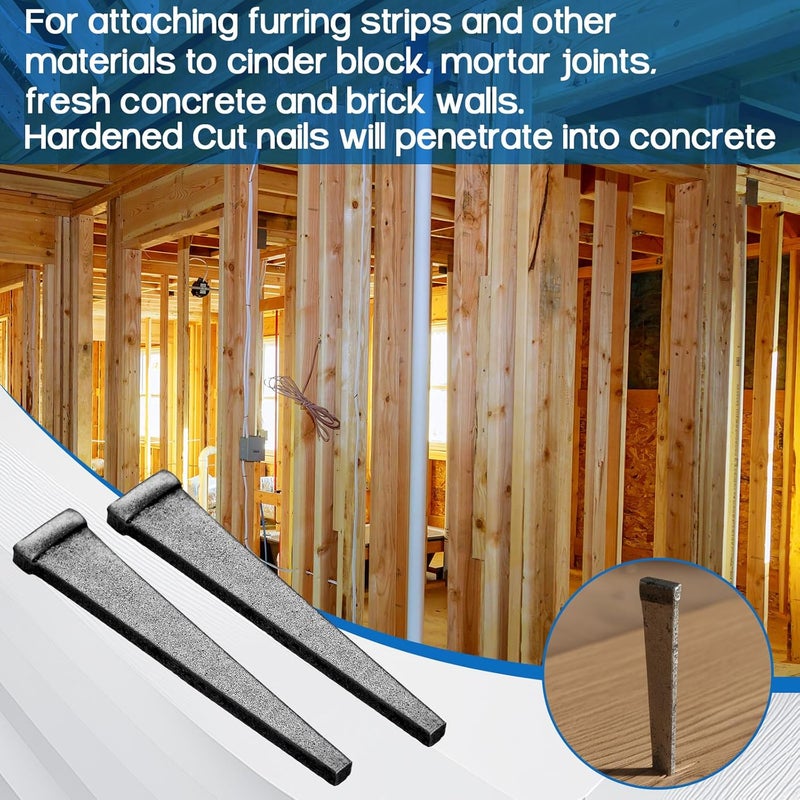 Yaocom 25pcs 8d(2-1/2") Hardened Cut Masonry Nail Forged Head Rose Nail Masonry Cutting Accessory for Concrete Brick Stone Heavy Duty Hardened Steel Construction for Professional DIY Use - Image 4